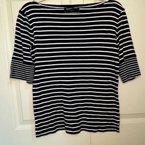 Navy and White Classic Boat Neck Top